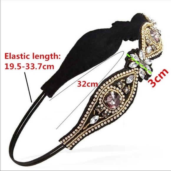 Boho Hippie Beaded Rhinestone Headband Festival - Picture 5 of 5